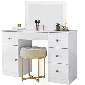 Penteadeira Camarim Com Espelho 9904 Branco Moval Branco