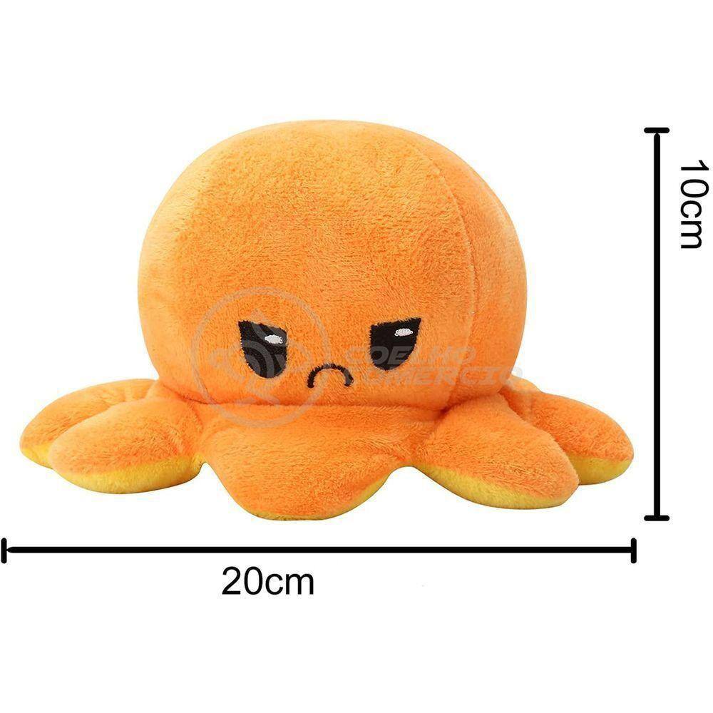 Polvo Reversível De Pelúcia Feliz E Bravo Laranja E Amarelo