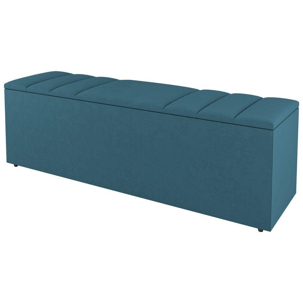 Calçadeira Baú Casal Grace 140Cm Suede Turquesa