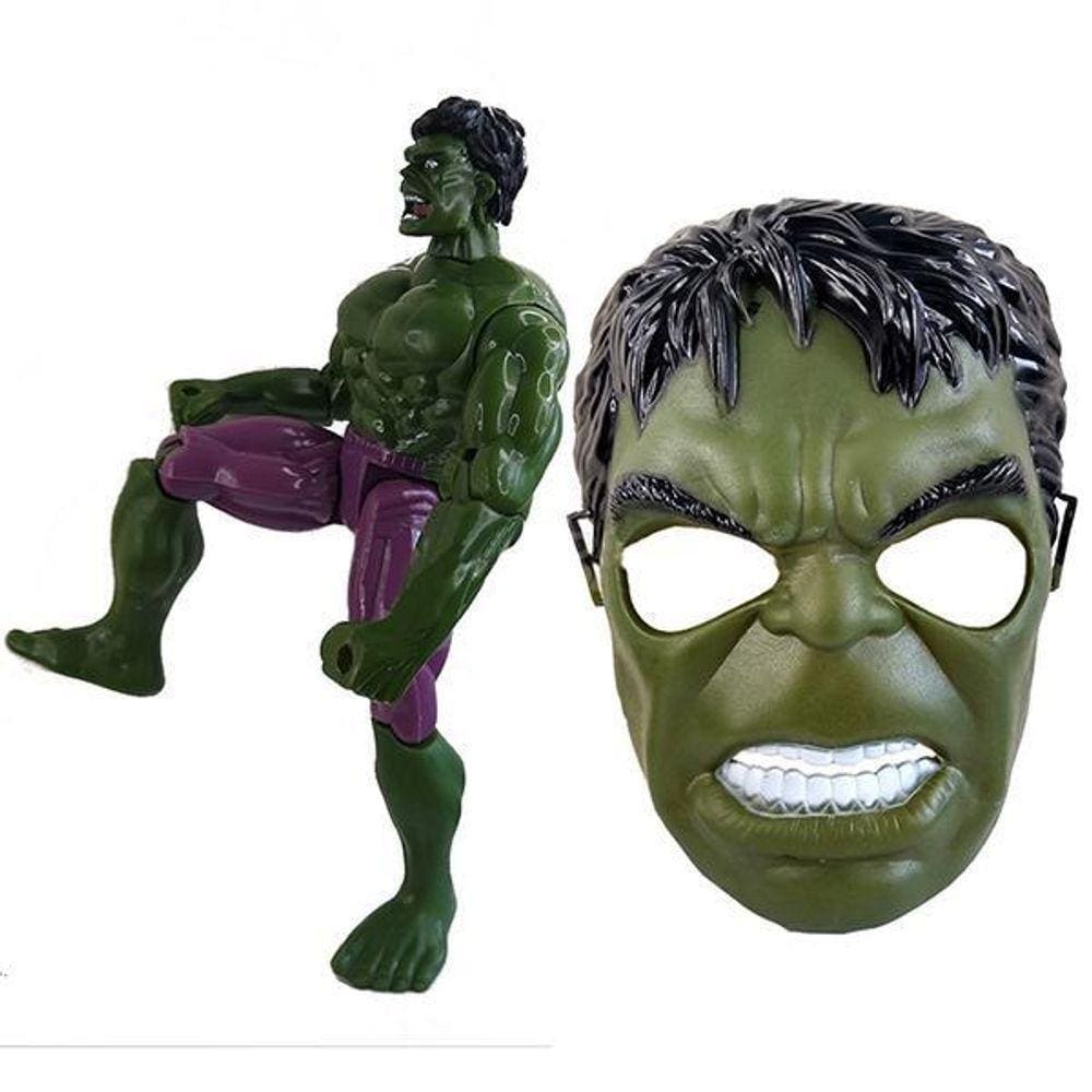 Boneco Articulado 25Cm Action Incrivel Hulk + Mascara 16Cm
