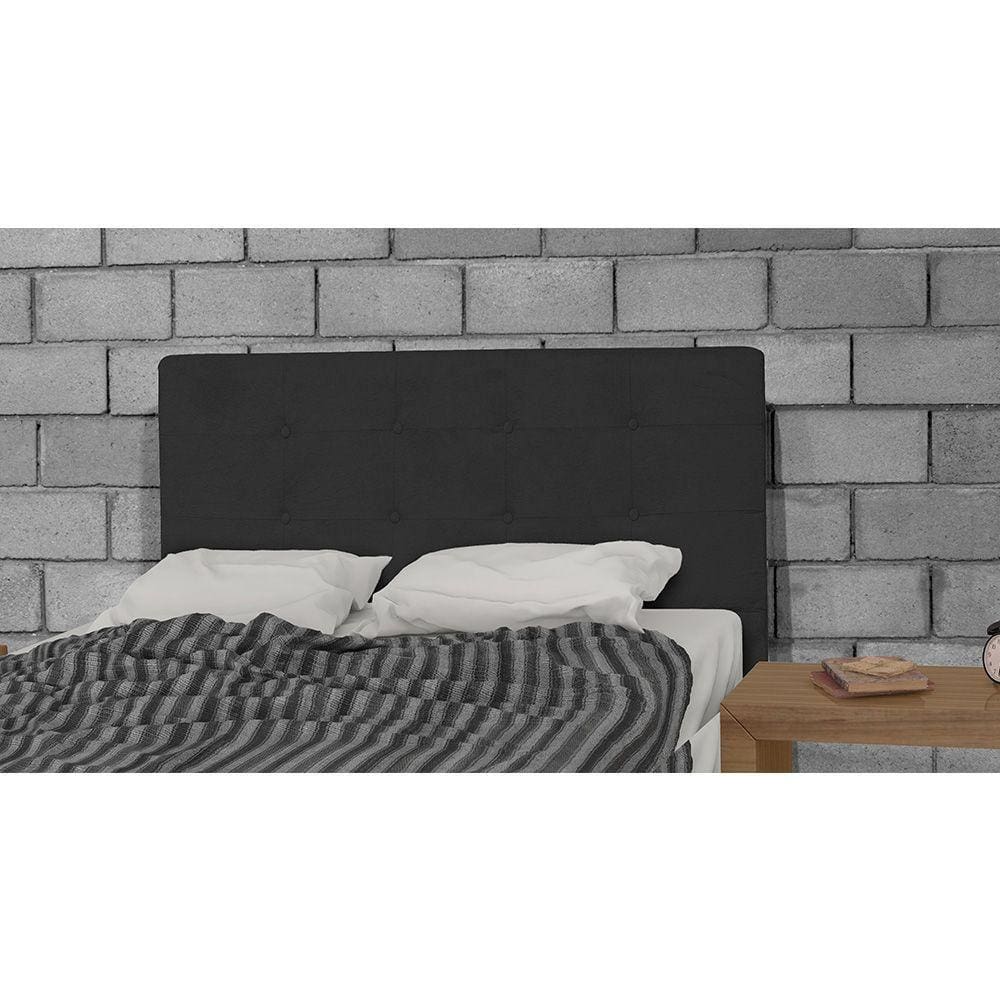 Cabeceira Estofada P/ Cama Box Solteiro 90cm suede Preto
