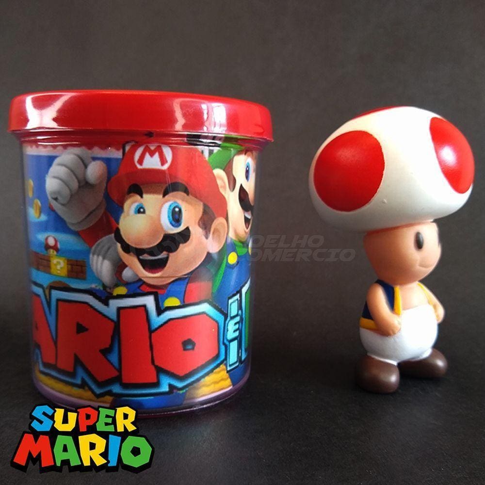 Kit Boneco Toad Cogumelo 10Cm + Caneca Super Mario 350Ml