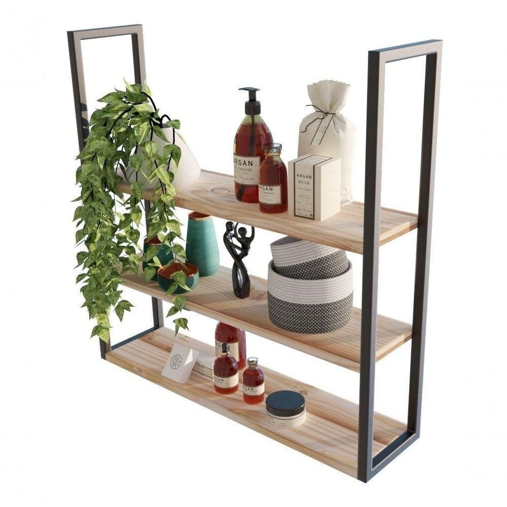 3 Prateleiras Em Metal Reforçada Para Quarto De Teto 80Cm
