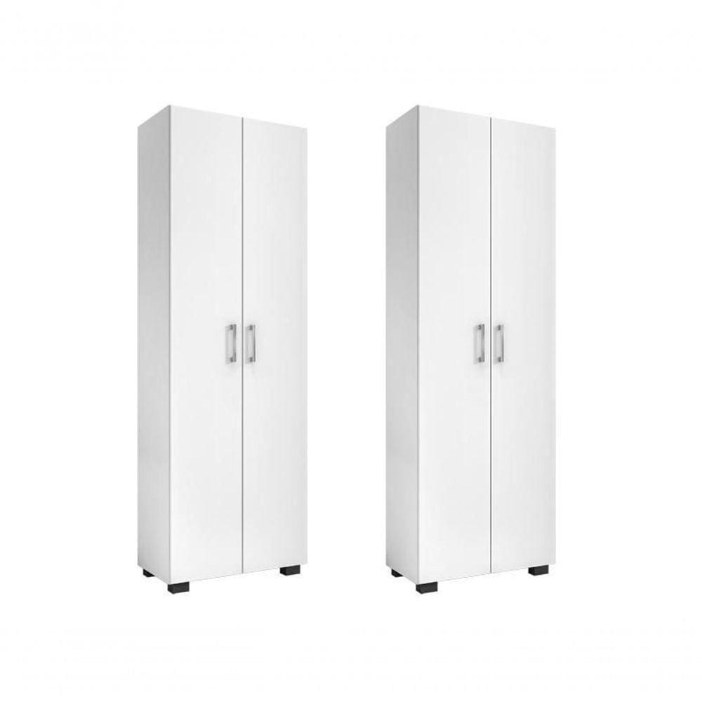 Kit Escritório Com 2 Livreiros Portas Grandes Office Branco
