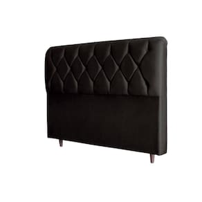 Cabeceira Cama De Casal 1,58 Daiana Suede Preto Idf Decor
