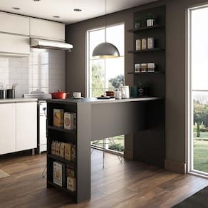Bancada Mesa Gourmet Para Cozinh e Painel Suprema Preto