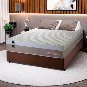 Conjunto Cama Box c/ Molas Ensacadas Sheffield Bege Viúva 128x188x65