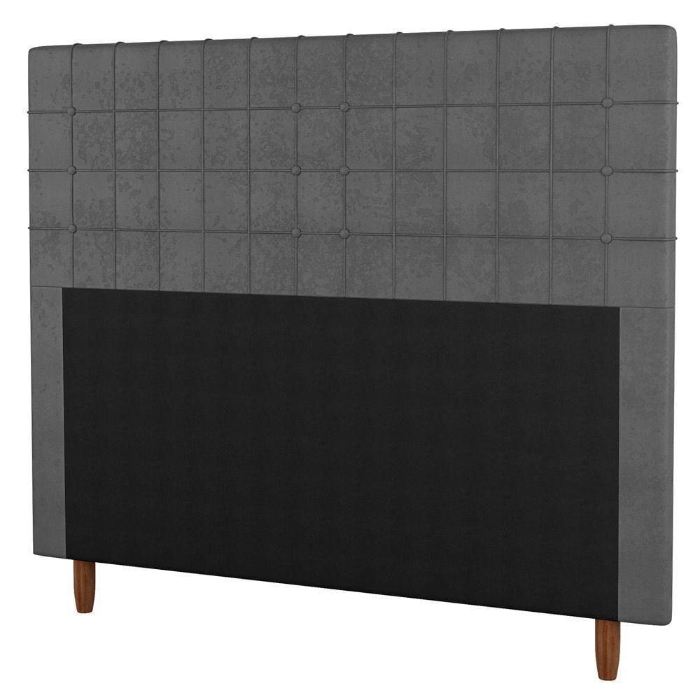 Cabeceira Cama Box Casal King Size Parisis 195cm Suede Cinza