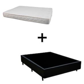 Cama Box Viúva 128 Tecido Sintético Preto Com Colchão Roma Espuma D45 Bege 54x128x188