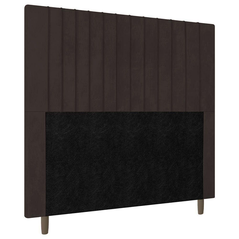 Cabeceira Cama Box Casal Queen Size Nala 160cm Veludo Marrom