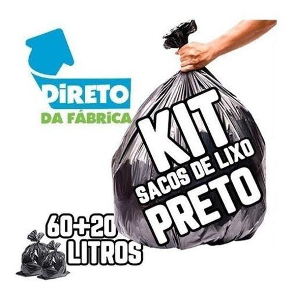 Kit Saco De Lixo 200Un 60L Super E 50Un 20L Reforçado Preto