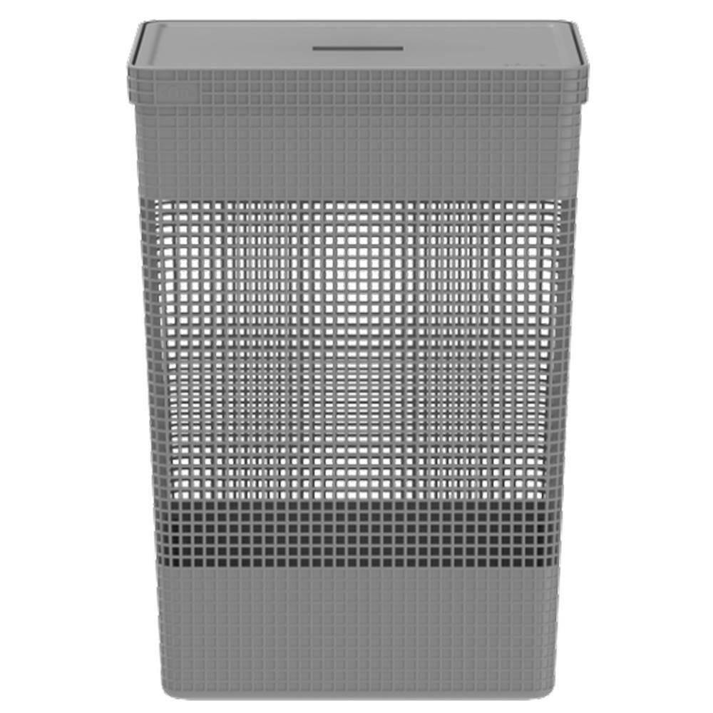 Cesto De Roupa Suja Tampa Grid 49L Organizador Área Serviço