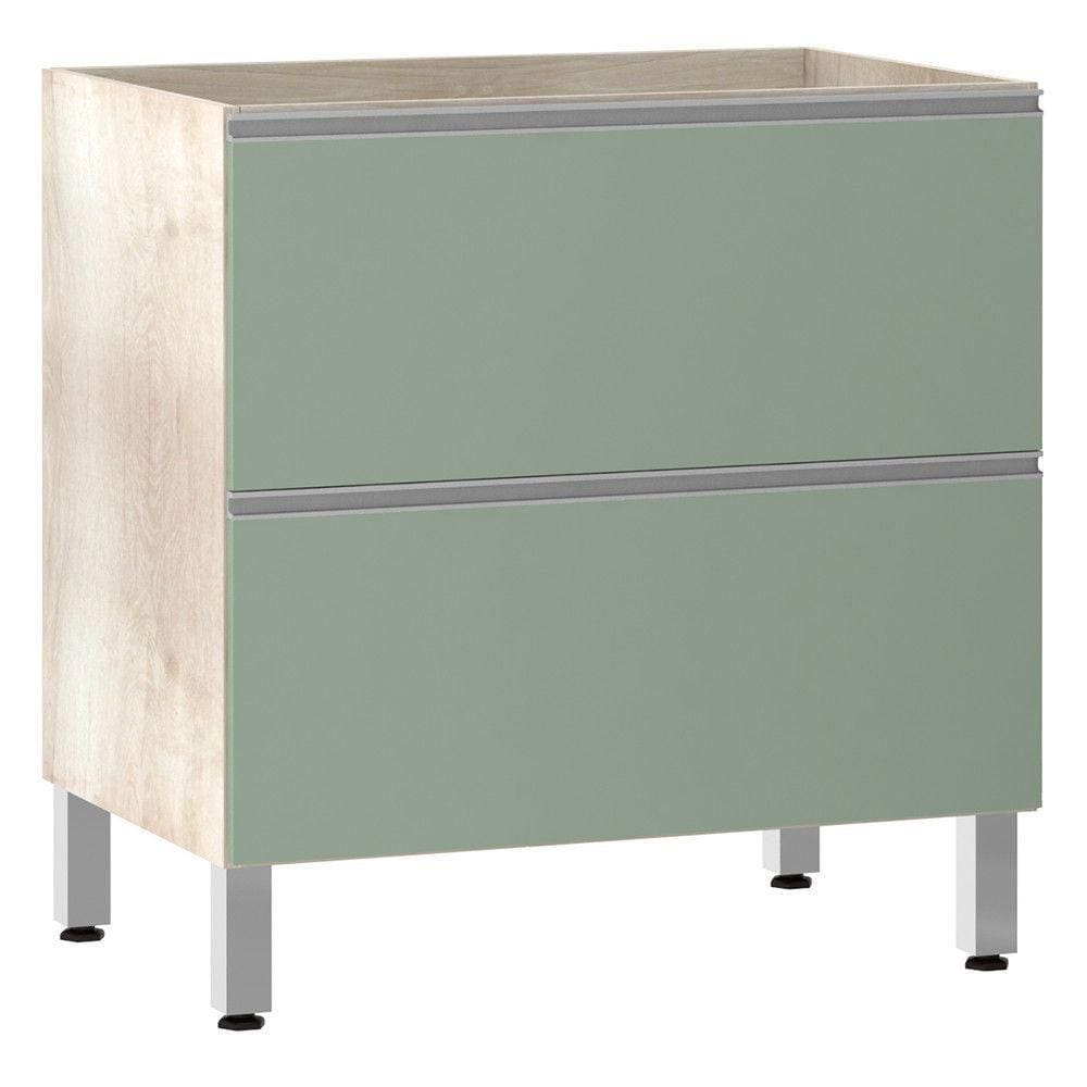 Balcão Sem Tampo 80cm Misto Basculante Lis Legno Crem e Verde Jade