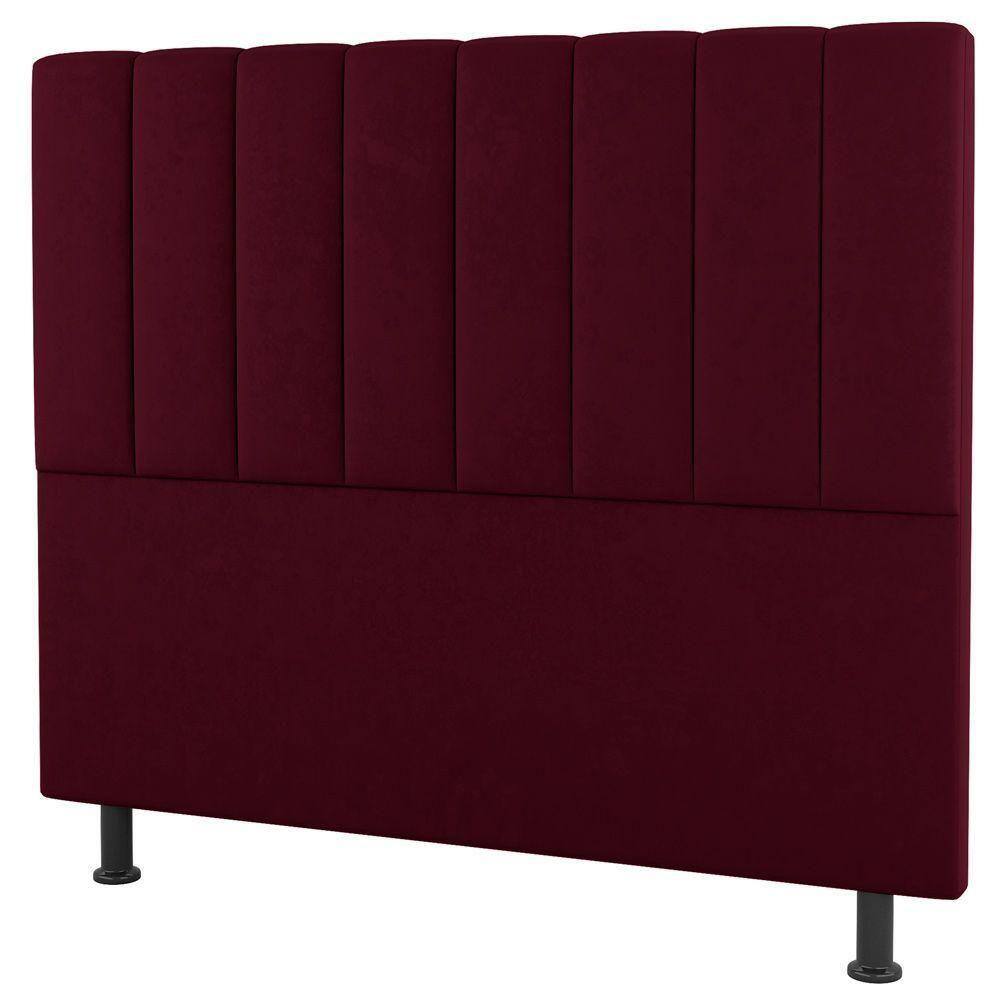 Cabeceira Cama Box Solteiro Cora 90Cm Suede Bordô