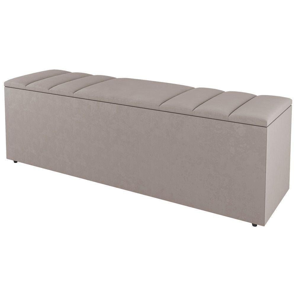 Calçadeira Baú Queen Size Grace 160Cm Suede Bege