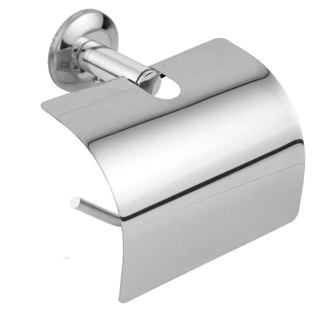 Suporte Papeleira Para Papel Higiênico Com Tampa Oliveira Em Aço Inox