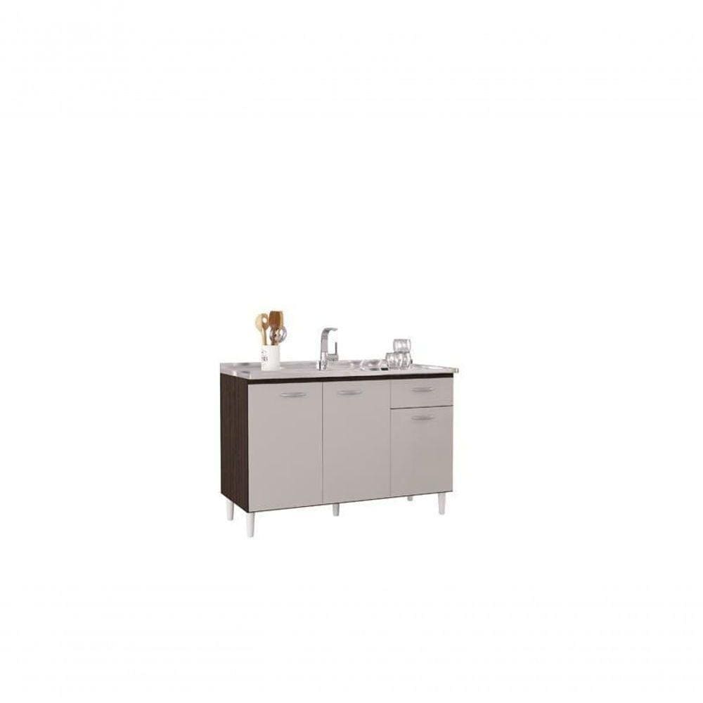 Balcão 120 Cm 3 Portas 1 Gaveta Chocolate/Offwhite