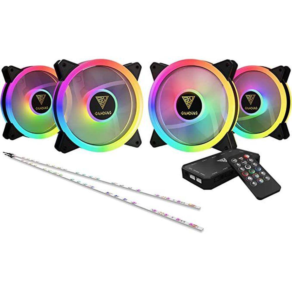 Kit 4 Fans Aeolus Rgb Com Fita Led Rgb - M2 1204r Elite