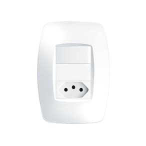 Interruptor Simples e Tomada 2P+T 20A Fame Elegance com Placa 4x2 Branco