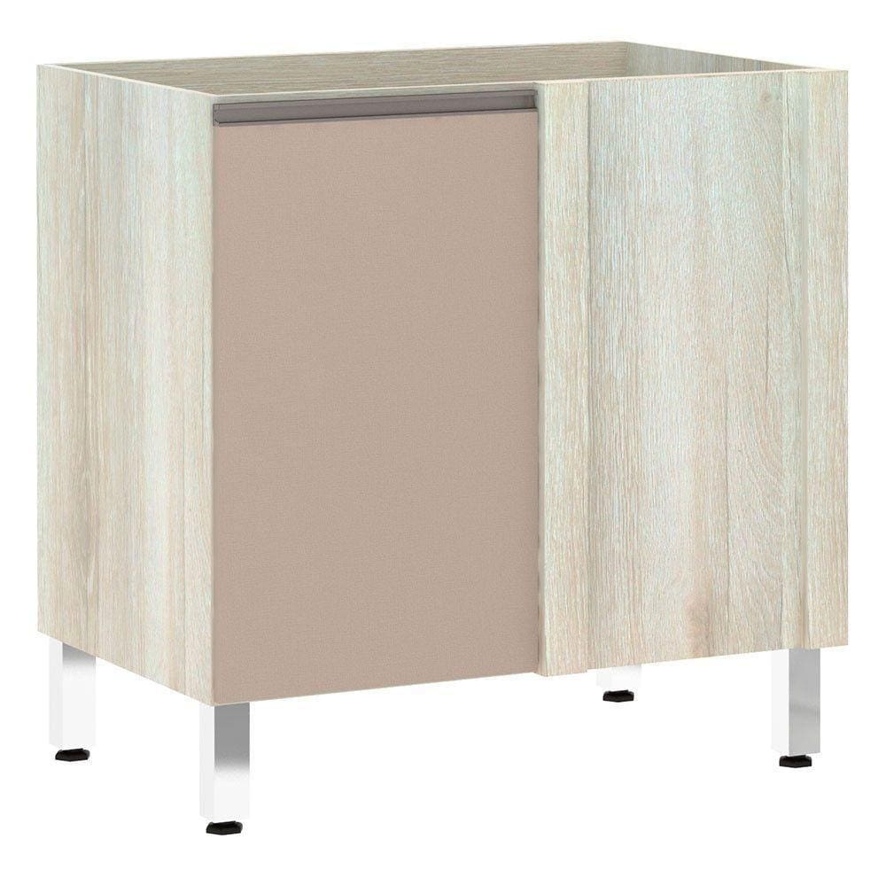 Balcão Sem Tampo Canto Reto Luciane 80cm Luci Legno Crem e Connect