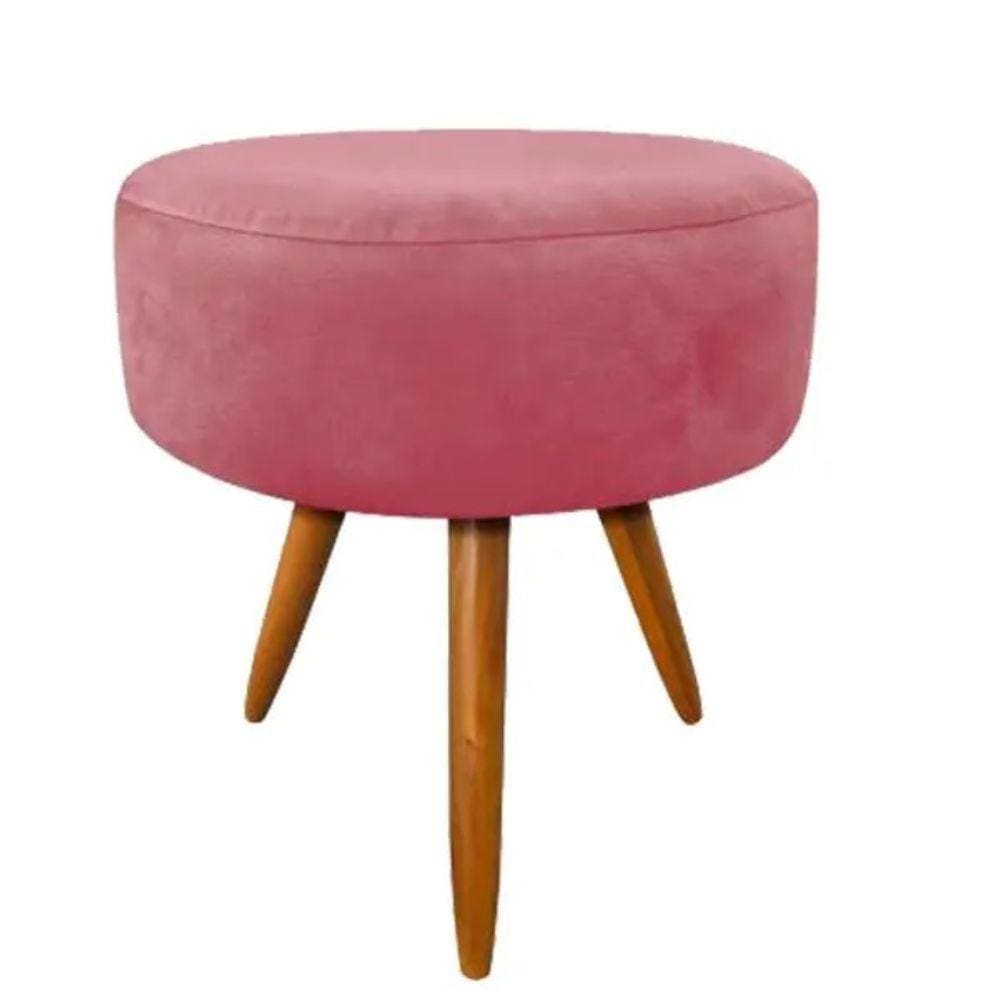 Puff Decorativo Redondo 40 Cm Dóris Pé Palito Suede