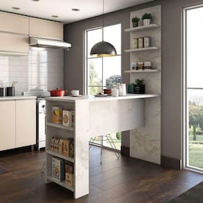 Bancada Mesa Gourmet Para Cozinh e Painel Suprema Marmore Bp