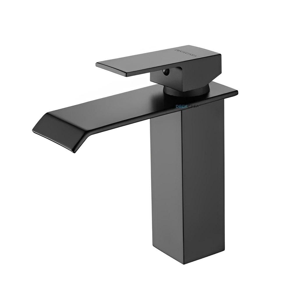 Torneira Banheiro Monocomando Cascata Quadrada Preto Fosco