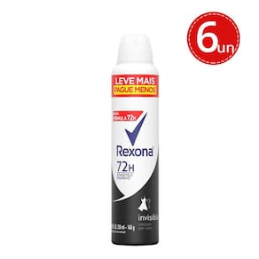 Kit Desodorante Antitranspirante Aerosol Rexona Invisible 72 horas - 250ml - 6 Unidades