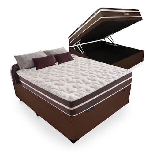 imagem-Cama Box Com Baú Casal + Colchão De Molas - Comfort Prime - Classic Superlastic 138cm - Marrom