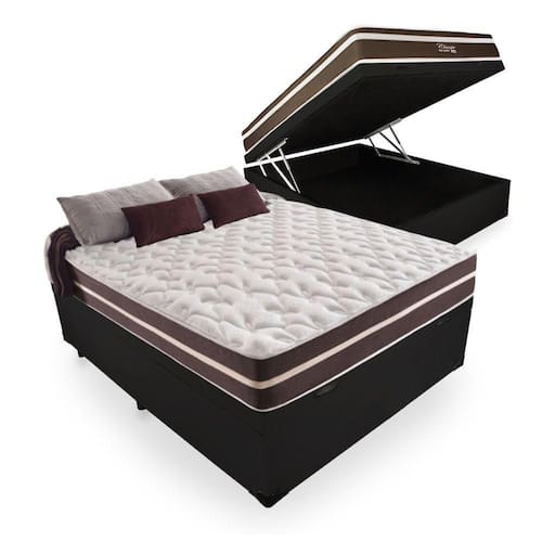 imagem-Cama Box Com Baú Casal + Colchão De Molas - Comfort Prime - Classic Superlastic 138cm - Preto