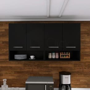 Gabinete Preto 4 Portas Para Area De Serviço Moderno