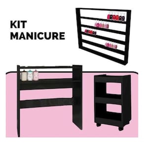 Kit De Móveis Preto Para Manicure Apoio