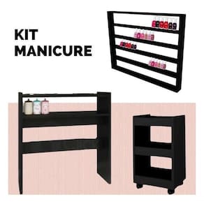 Kit De Móveis Preto De Manicure Compacto
