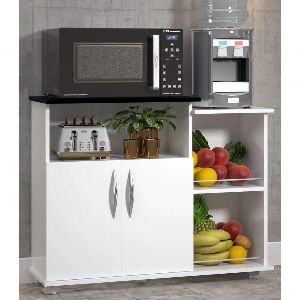 Armário Com Porta Para Guardar Fruta Com Tampo Preta