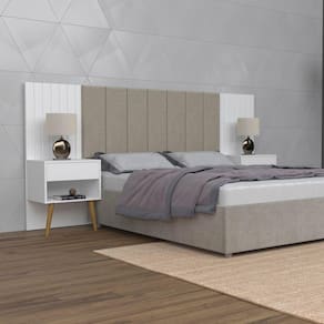 Cabeceira Para Casal Flex Zara Capitone Branco C/ 2 Mesas De