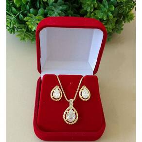 Conjunto Colar+brinco Feminino Banhado A Ouro 18k