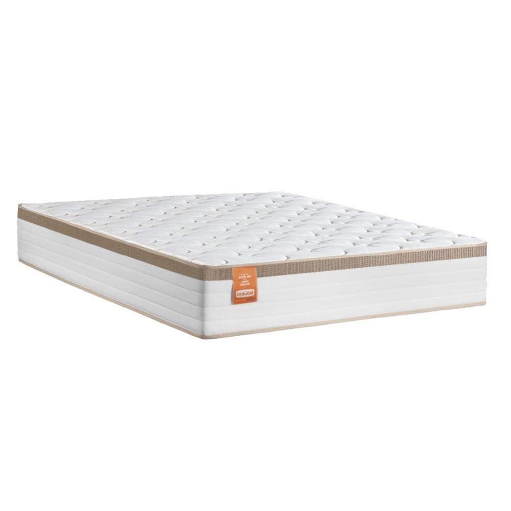 Colchão Casal Molas Ensacadas Real 138x188x27cm Branco / Bege - Suporta até 130Kg Por Pessoa