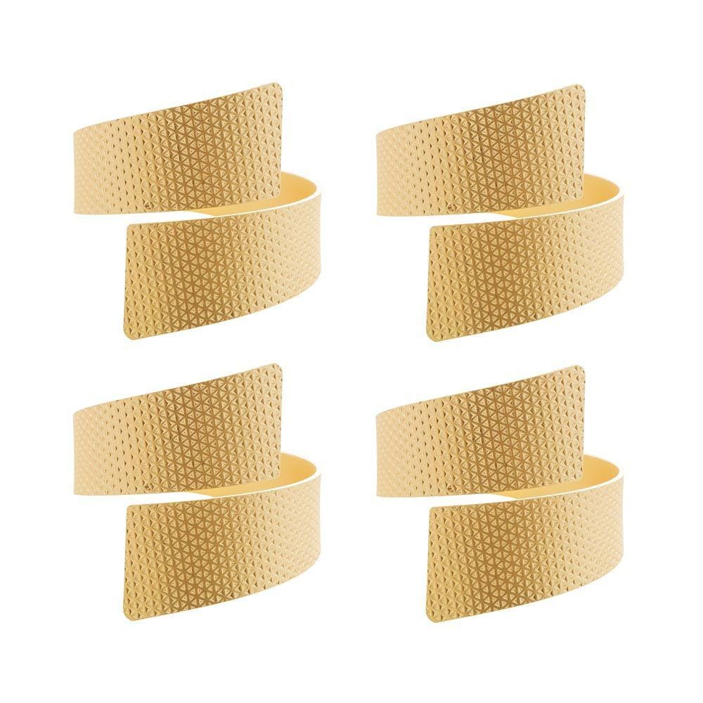 Cj 4 Argolas de Metal Dourado P/Guardanapos de Tecido Royal Decor