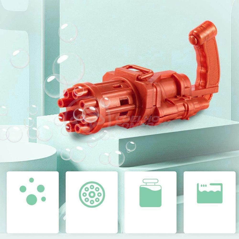 Máquina Elétrica Lança Bolhas Sabão Vermelho