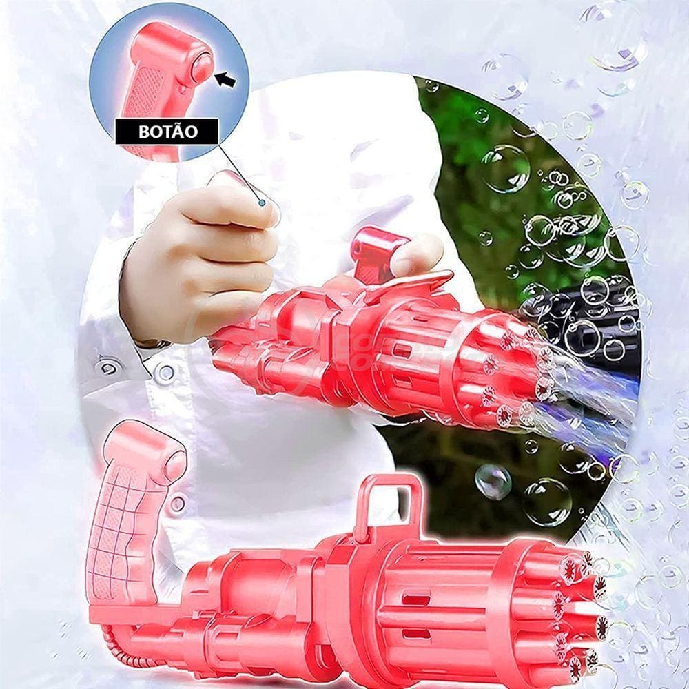 Máquina Elétrica Lança Bolhas Sabão Vermelho