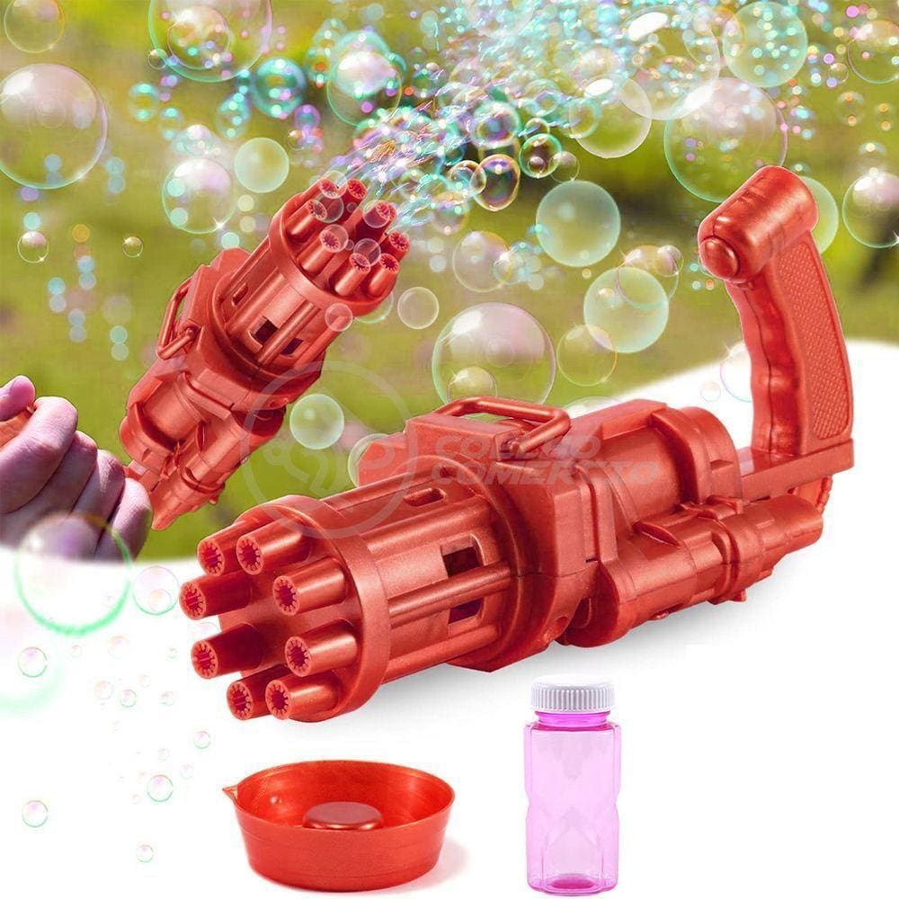Máquina Elétrica Lança Bolhas Sabão Vermelho