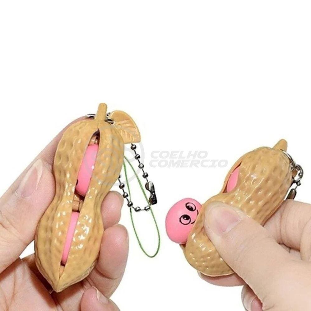Chaveiro Amendoim Anti Stress Apertar Silicone Sensorial