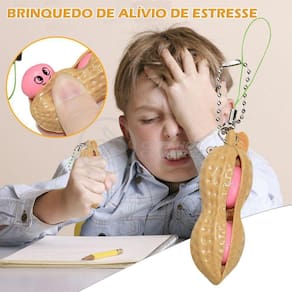 Chaveiro Amendoim Anti Stress Apertar Silicone Sensorial