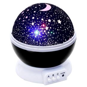 Luminária Projetor Estrelas Galáxia Céu Rotativa 360 Preto