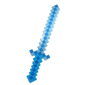 Brinquedo Espada Pixel 58Cm Diamante Som E Luz À Pilha Azul