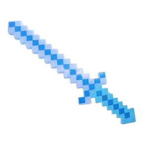 Brinquedo Espada Pixel 58Cm Diamante Som E Luz À Pilha Azul