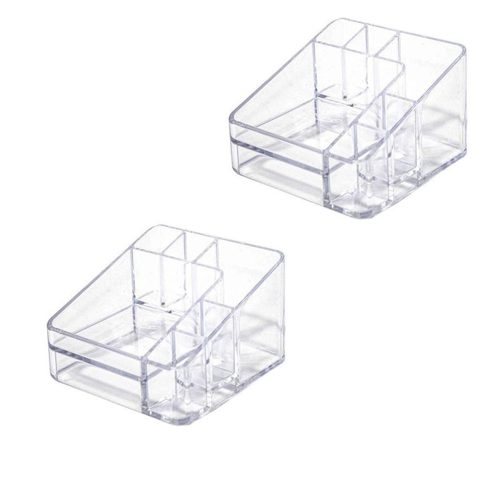 Kit 2 Organizadores de Cosméticos Maquiagem Dello Compacto com 6 Divisórias Cristal