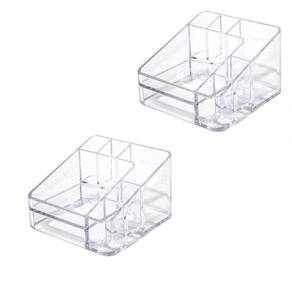 Kit 2 Organizadores de Cosméticos Maquiagem Dello Compacto com 6 Divisórias Cristal