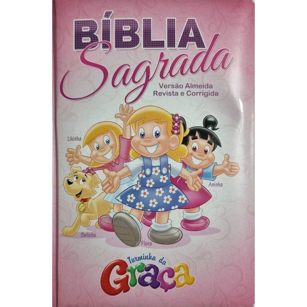 Bíblia Turminha Da Graça Rosa Capa Almofadada