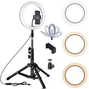 Iluminador Ring Light Tripé Mesa Youtuber Rosa Shock